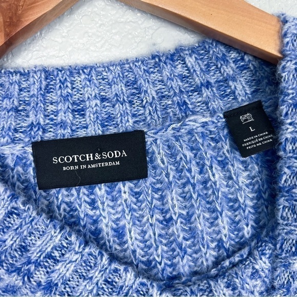 Scotch & Soda Alpaca Blend EUC Loose-Knit Puff Shoulder Heather Blue Sweater L - Picture 7 of 12